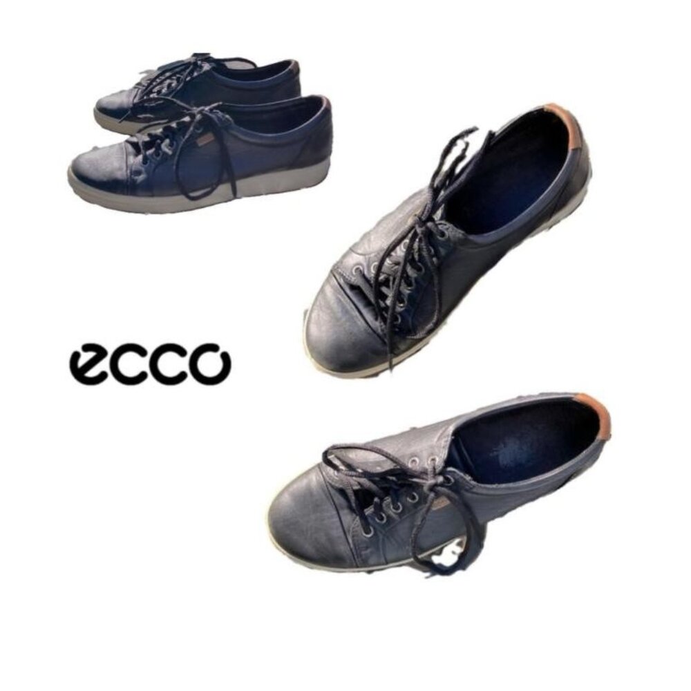 Ecco Soft 7 Women’s Black Leather Sneakers, Size 9